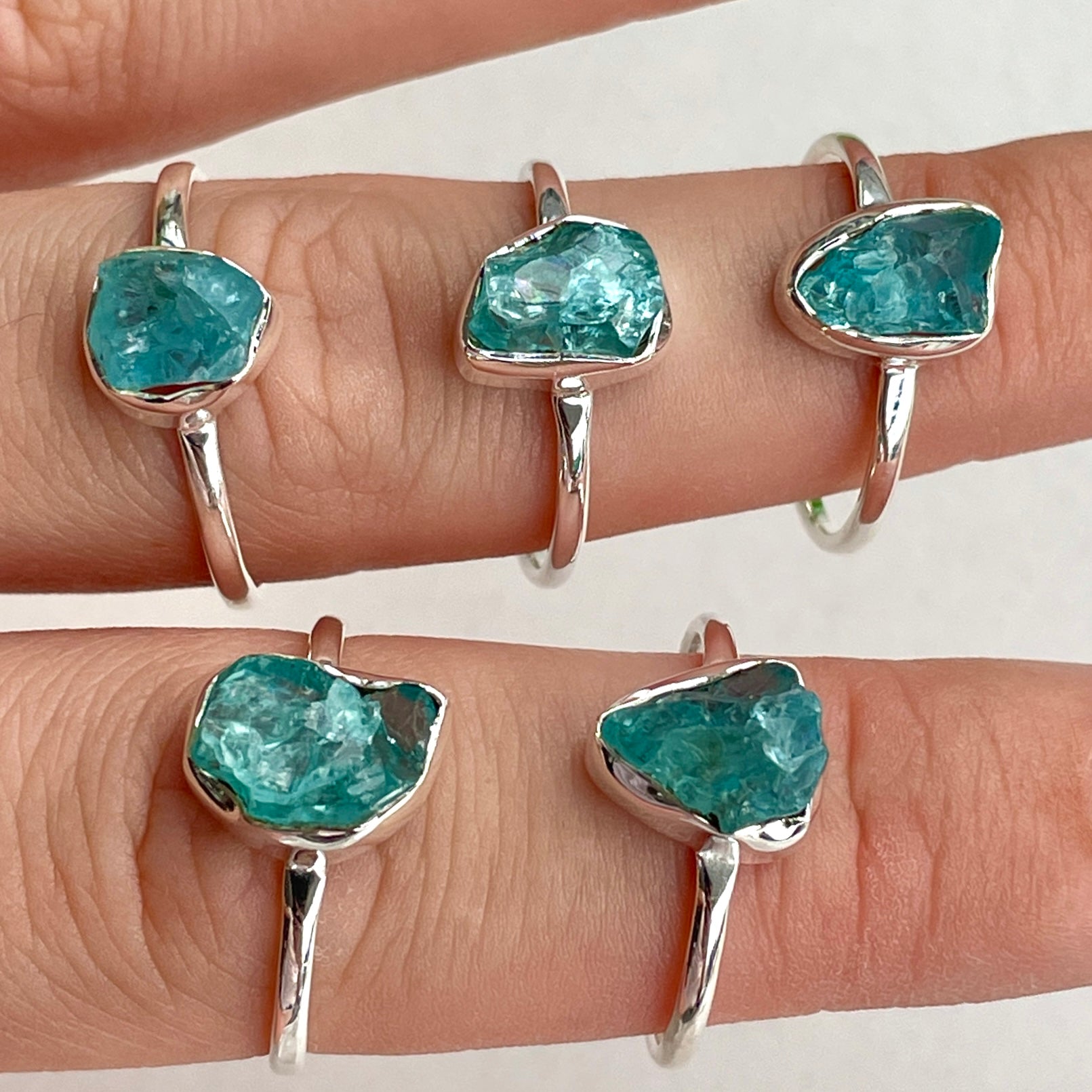 Apatite - Rough - St.Silver Ring Apatite - Rough - St.Silver Ring